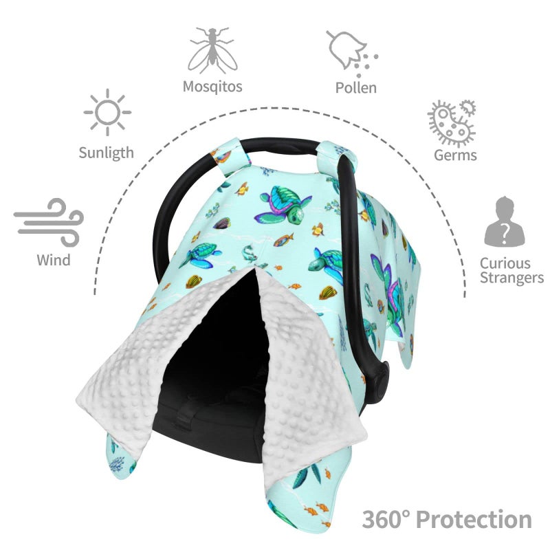 Mcewoel Sea Turtle Baby Car Seat Cover in Winter Summer  Nursing Cover for Mom  Turtle Stuff for Baby Boys Girls - Image 4